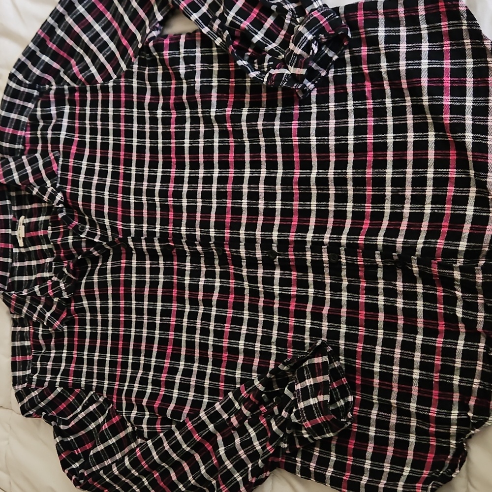 Goodthreads Cotton Button Down Pink & Black Shirt Size XXL